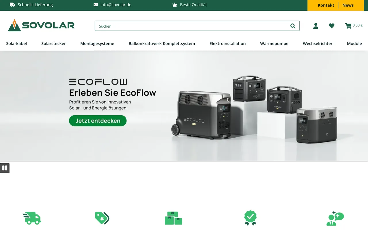 Sovolar, Startseite im markengerechten JTL-Design